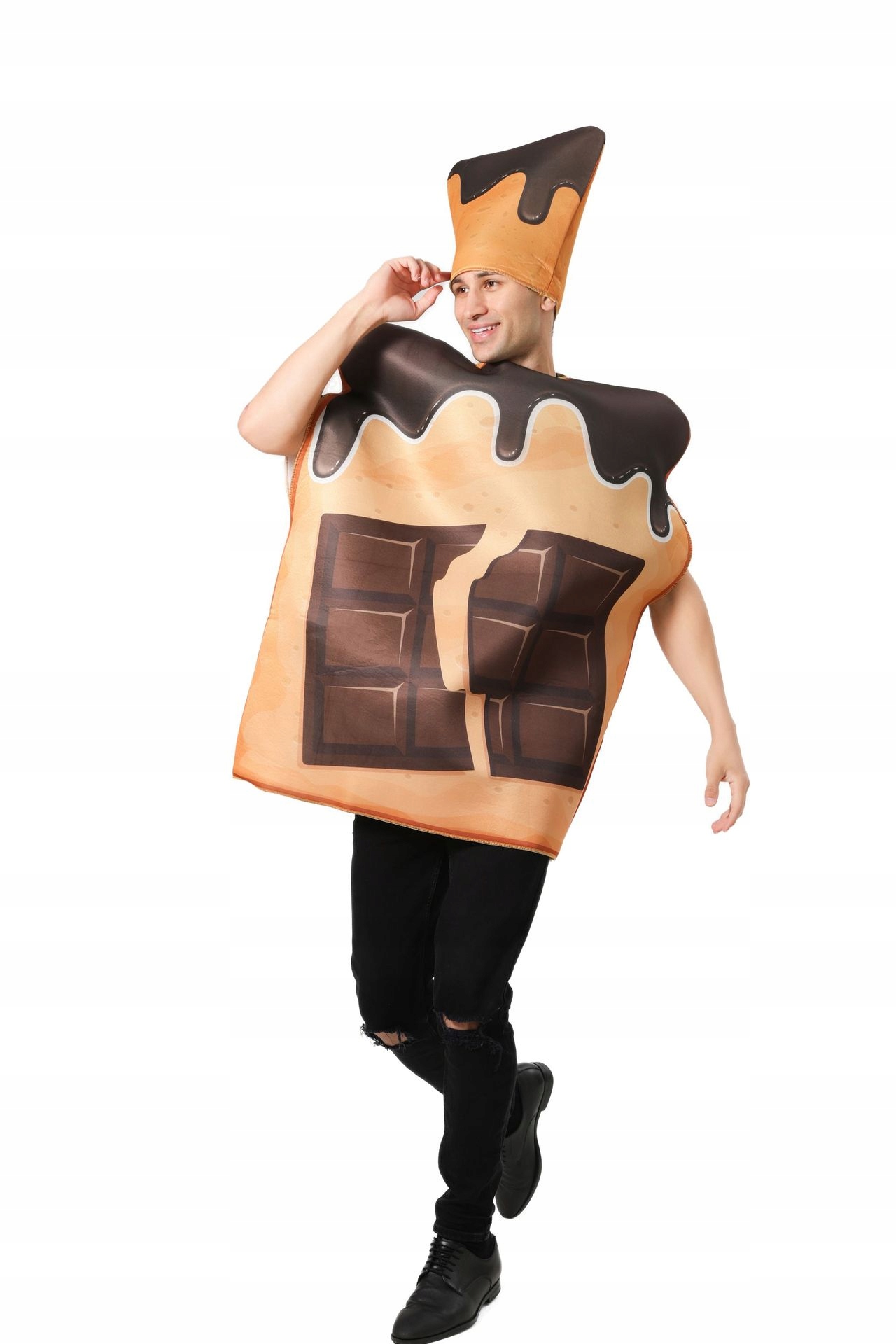 Zábavné halloweenske cosplay kostýmy s čokoládovým jedlom pre dospelých aj deti